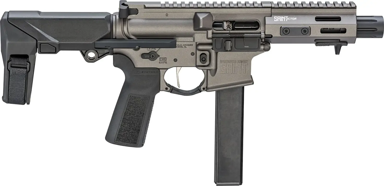 SPRINGFIELD ARMORY SAINT VICTOR PDW 9MM PISTOL 5.5" TUNGSTEN GRY, 1-32RD MAG